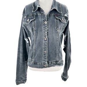Polo womens jean jacket size M distressed denim Ralph Lauren